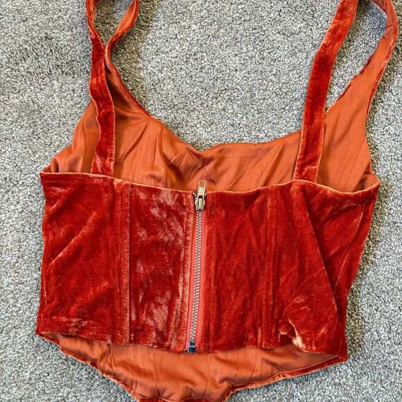 Et Clet burnt orange  velvet  Corset Top size small fairy core - Picture 4 of 4